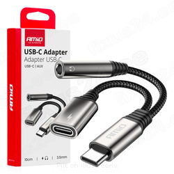 USB-C Type USB-C + MiniJack 3,5 mm Female adapter 10 cm AMIO 04295